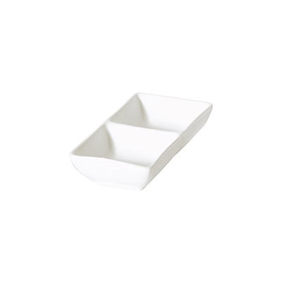 ACCENT - WHITE - RECT. 2-DIVIDED DISH - 14 X 7CM - 50ML PER SIDE (12 UNITS)