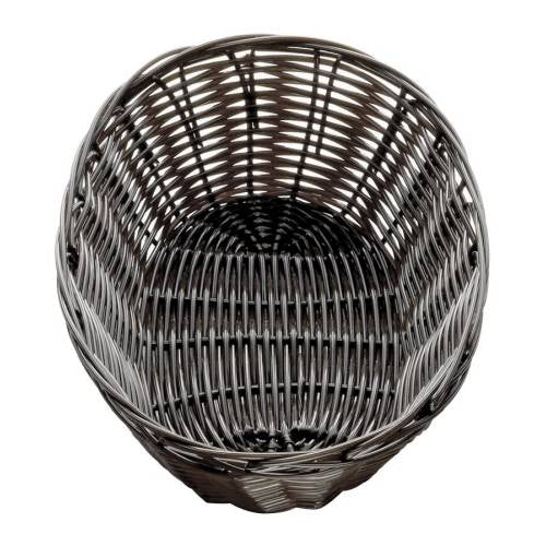 BREAD BASKET WOVEN PLASTIC DARK BROWN OVAL - 230MM x 167MM