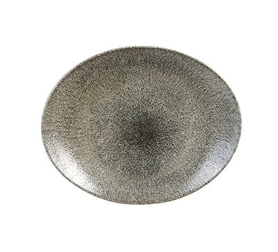 RAKU - QUARTZ BLACK - OVAL COUPE PLATE - 31.7CM X 25.5CM (12 UNITS)