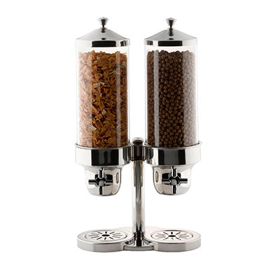 CEREAL DISPENSER DOUBLE S/STEEL - POLYCARBONATE CYLINDER 215MM X 310MM X 595MM 7.4LT