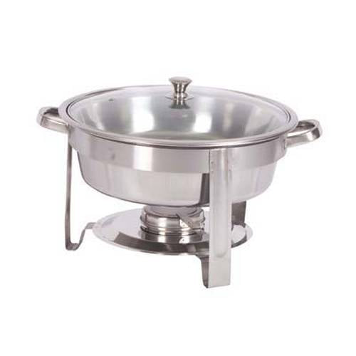 CHAFING DISH ROUND WITH GLASS LID - POLISHED 3.7LT