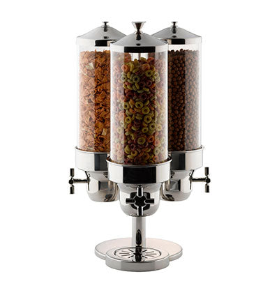 CEREAL DISPENSER TRIPLE S/STEEL - POLYCARBONATE CYLINDER 265MM X 265MM X 595MM 11LT