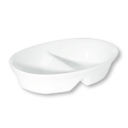 PRIMA - WHITE - OVAL DIVIDED BOWL - 20CM - 100ML PER SIDE (12 UNITS)