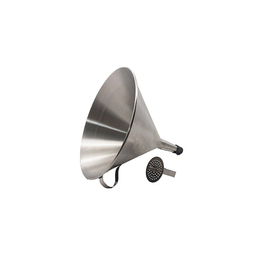 FUNNEL ROUND S/STEEL WITH REMOVABLE STRAINER - 120MM