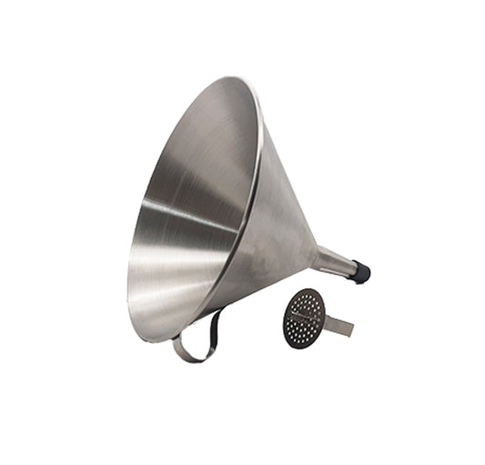 FUNNEL ROUND S/STEEL WITH REMOVABLE STRAINER - 200MM