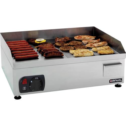 FLAT TOP GRILL ANVIL - RIBBED / FLAT - 600MM - ELEC