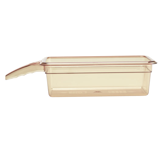 HIGH HEAT 1/3 GN PAN AMBER  WITH SINGLE HANDLE - FOR PHU UNITS - 100MM D 3.6LT