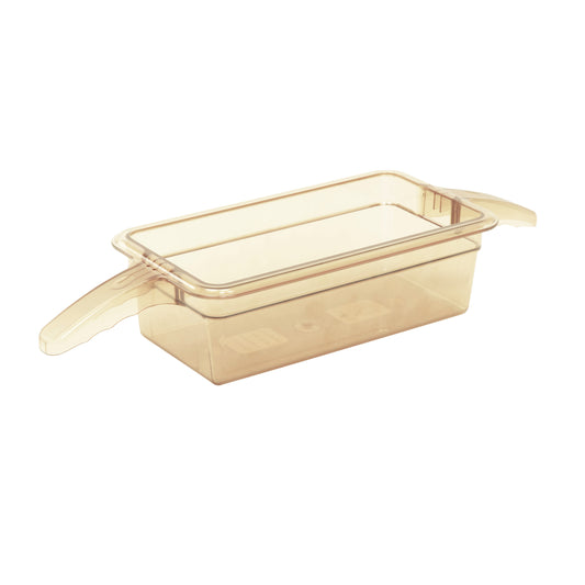 HIGH HEAT 1/3 GN PAN AMBER WITH DOUBLE HANDLE - FOR PHU UNITS - 100MM D 3.6LT