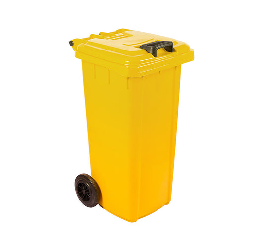 MOBILE REFUSE BIN 120LT (YELLOW) PLASTIC)