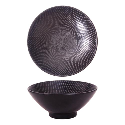 URBAN - BLACK SWIRL - ROUND V-BOWL - 18CM - 720ML (12 UNITS)
