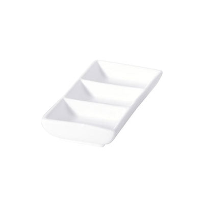 ACCENT - WHITE - RECT. 3-DIVIDED DISH - 17 X 2CM - 50ML PER SIDE (6 UNITS)
