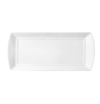 ACCENT - WHITE - RECT. PLATE WITH HANDLE - 29CM X 13CM (12 UNITS)