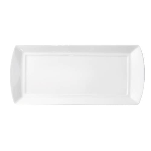 ACCENT - WHITE - RECT. PLATE WITH HANDLE - 38CM X 17CM (3 UNITS)