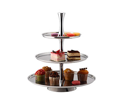 PASTRY STAND - S/STEEL - 3 TIER D438MM X H495MM