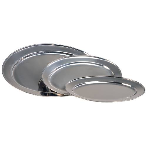 SERVING PLATTER OVAL S/STEEL - 410MM