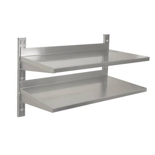 S/STEEL WALL SHELVING DOUBLE - 900MM X 300MM