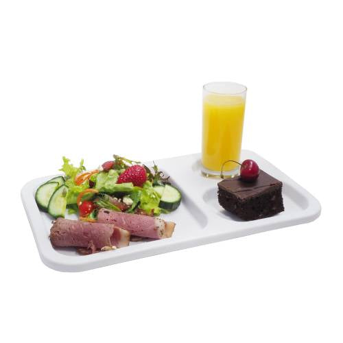 TUFF TRAY - 3 DIV (WHITE) CAFETERIA TRAY (345MM X 205MM X 20MM)