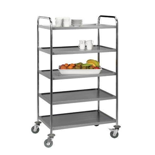 TEA TROLLEY S/STEEL GLOBAL 5 SHELF - 1540MM x 850MM x 540MM
