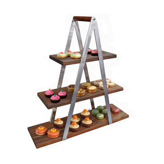WOODEN DISPLAY STAND - THREE TIER (600MM X 180MM X 20MM)